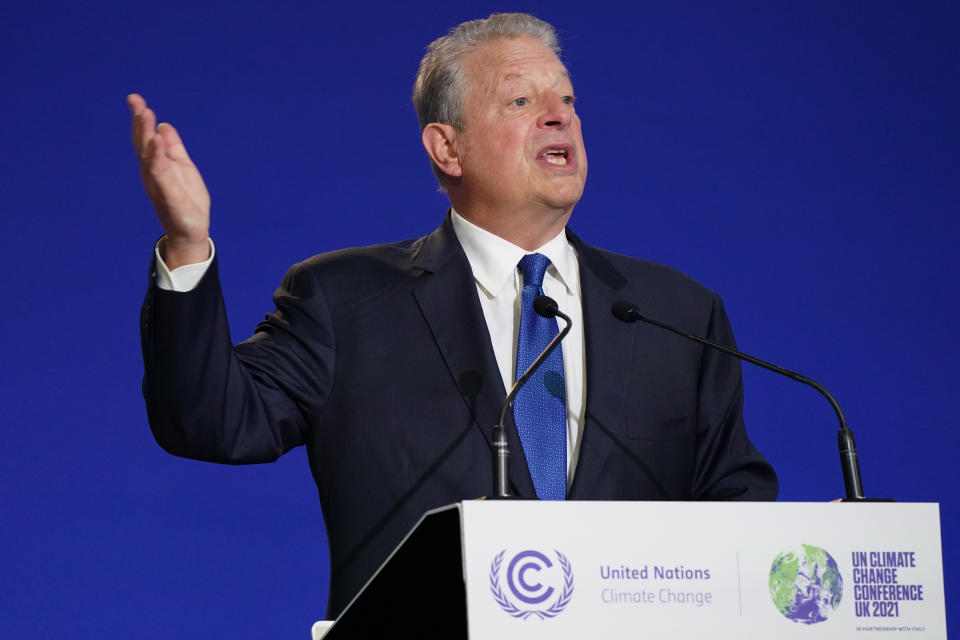 Al Gore speaking at the U.N. climate summit in Glasgow, Scotland
