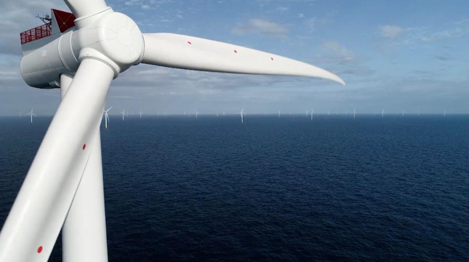 A wind turbine in the sea 