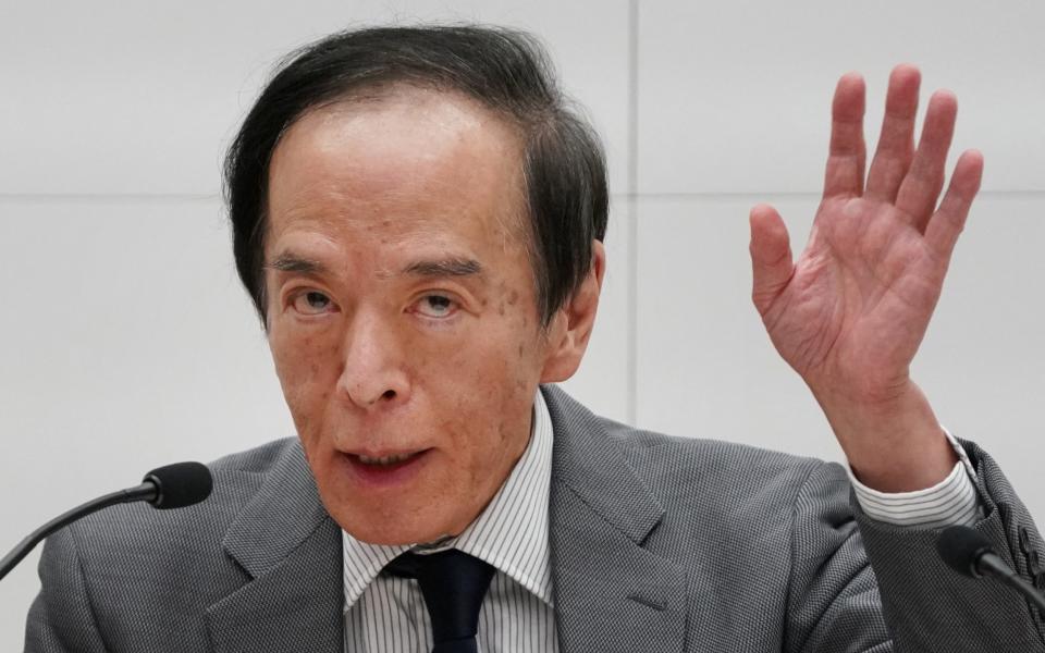 Bank of Japan Governor Kazuo Ueda speaks after keeping interest rates in negative territory