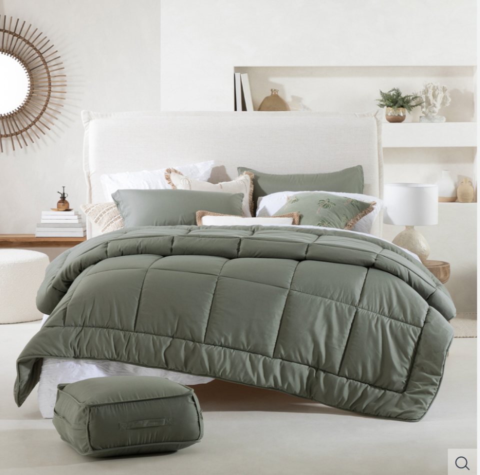 Snoozi Cube Green Microfibre Comforter Set in a modern bedroom