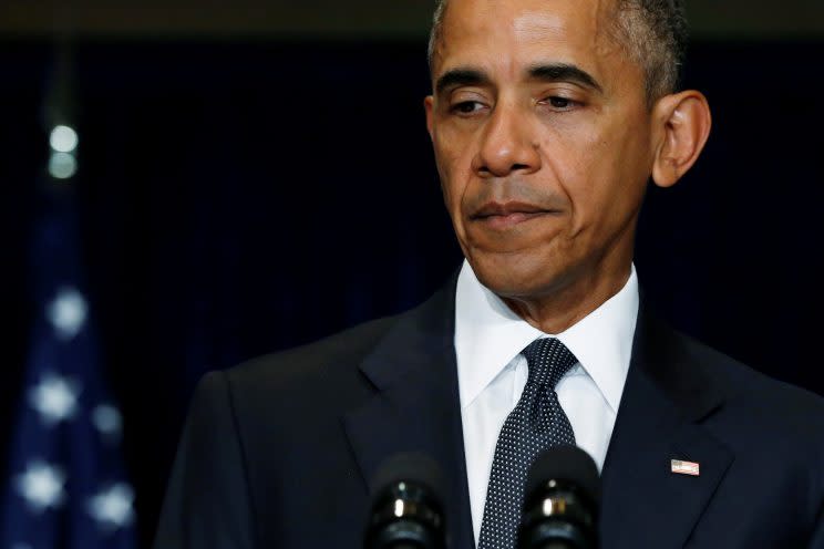 President Obama delivers remarks on the police shootings in Dallas after meeting with EU leaders at the NATO Summit in Warsaw, Poland, on July 8, 2016. (Photo: Jonathan Ernst/Reuters)