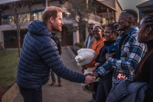 <p>Brian Otieno/Getty</p> Prince Harry arrives at a welcome event at Mamohato Children's Centre on Oct. 1 in Maseru, Lesotho.