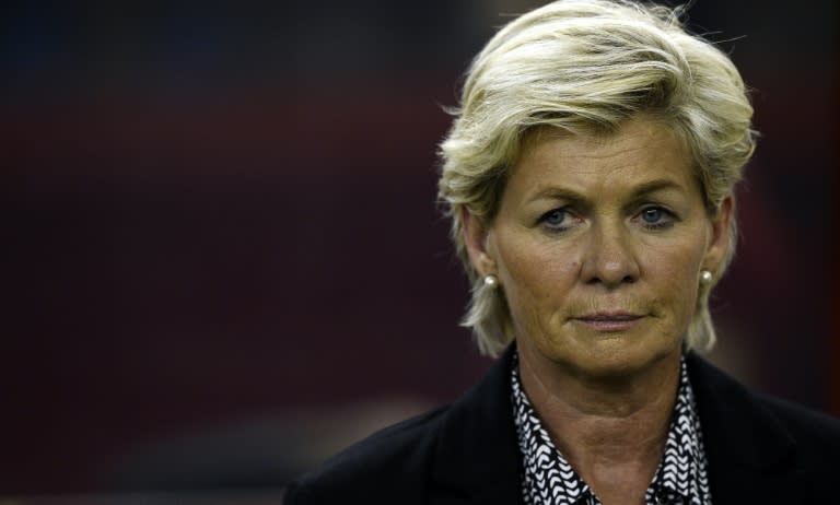 Germany's coach Silvia Neid looks on during the quarter-final football match between Germany and France during their 2015 FIFA Women's World Cup at the Olympic Stadium in Montreal on June 26, 2015