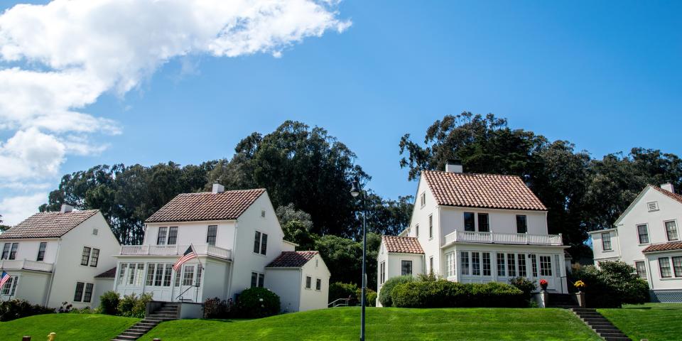 traditional American home on sunny day