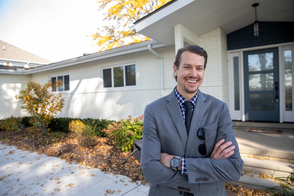 Former Detroit Red Wings Danny DeKeyser is now working as a real estate agent for Saros Real Estate and walks through a house listed with Saros in St. Clair Shores, Mich. on Tuesday, Oct. 24, 2023.