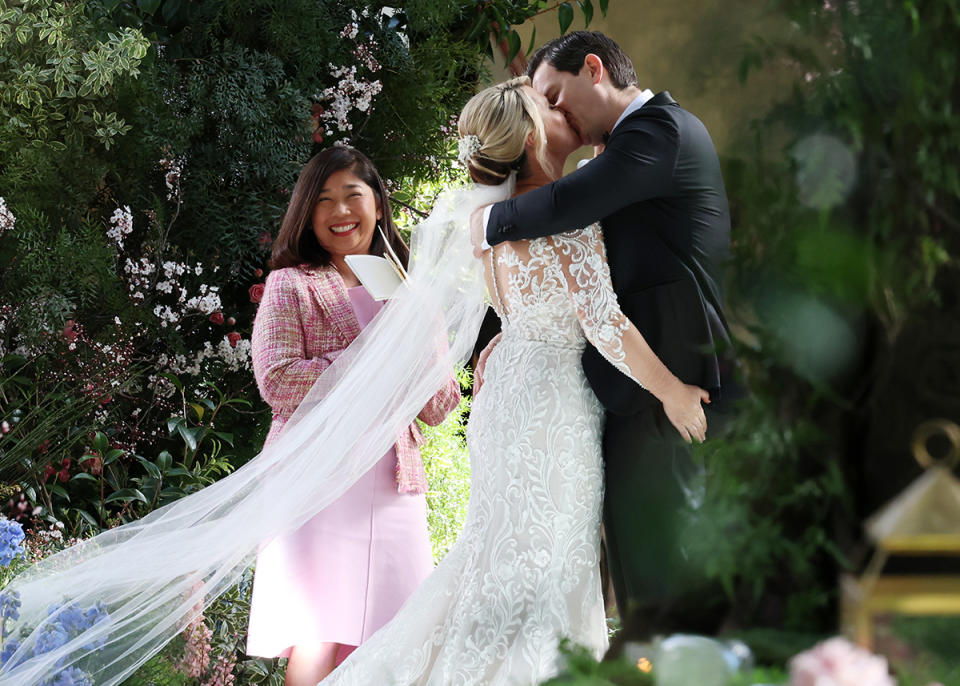 MAFS star Melissa grabbing Josh's behind during their wedding day kiss