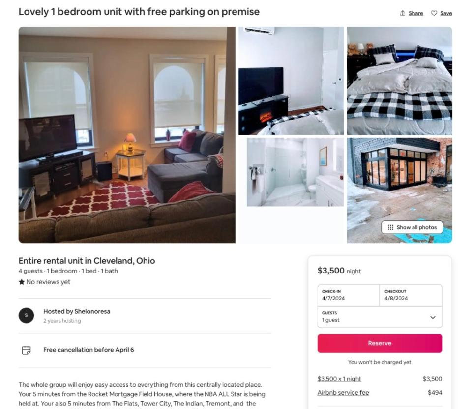 This one bedroom apartment in downtown Cleveland may lead to prime eclipse viewing but it will leave you in the red. AirBnb