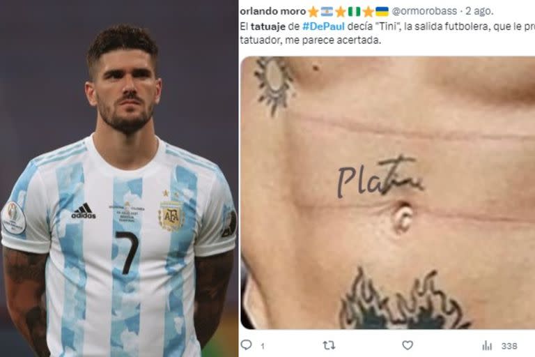Las redes estallaron de memes con sugerencias a De Paul por su tatuaje con el nombre de Tini