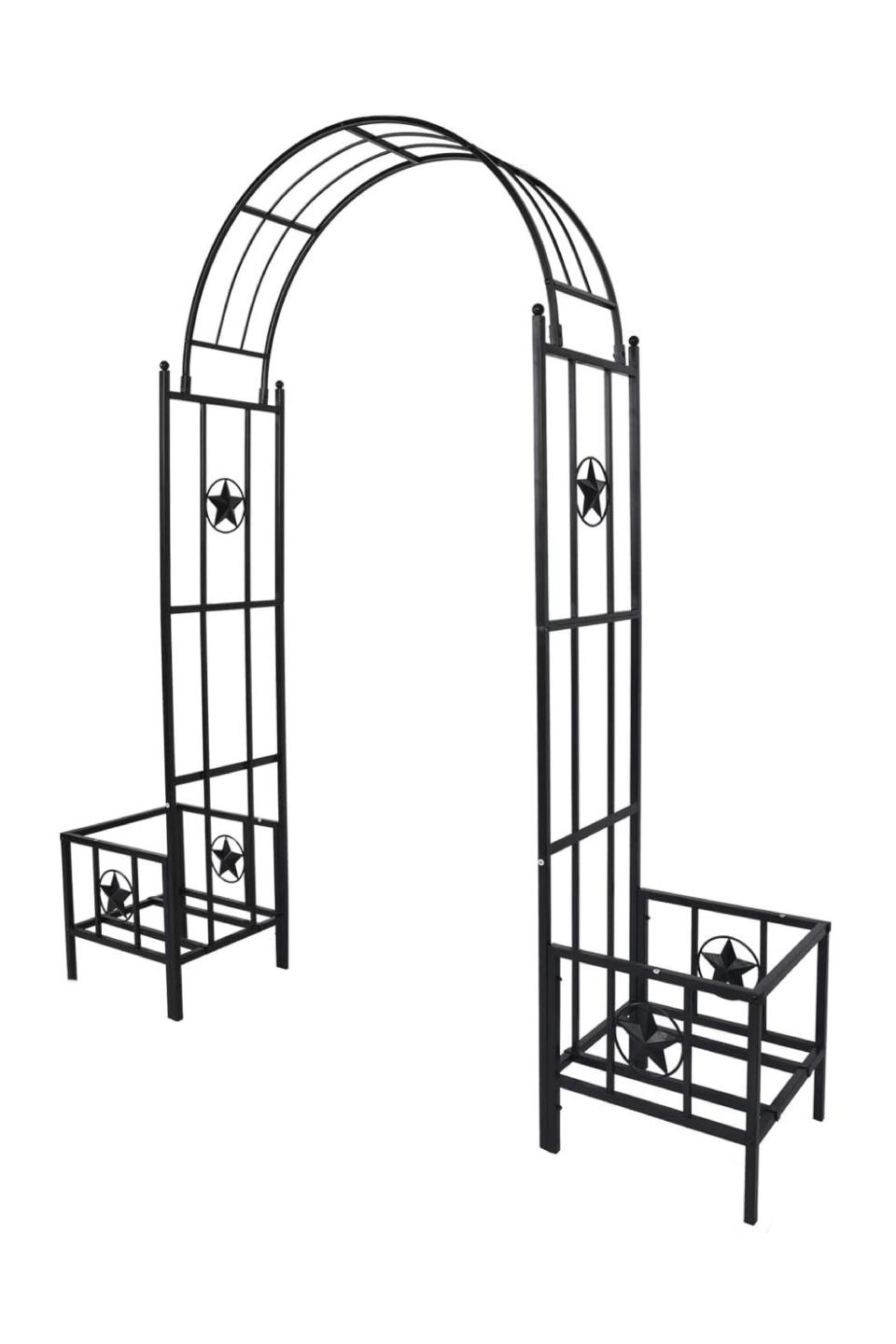 6) Metal Arbor With Planters