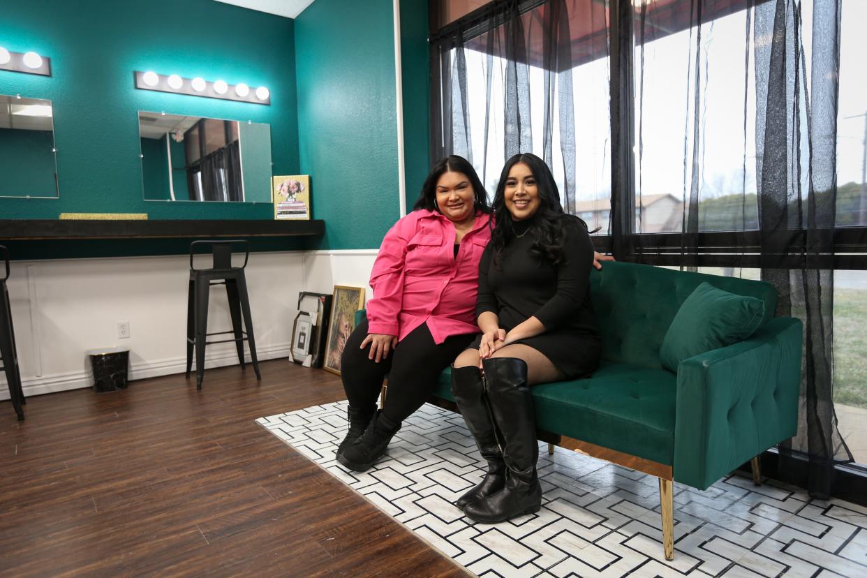 From left to right, Marisol Orellana and Marisol Hernandez pose for a photo in Vanity Girl Makeup Studio on Friday, Feb. 10, 2023. Vanity Girl Makeup Studio is located at 420 W. Walnut Lawn St. Suite A. Orellana and Hernandez offer bridal, event and photoshoot makeup session, lash extensions, brow waxes and tint, and educational courses