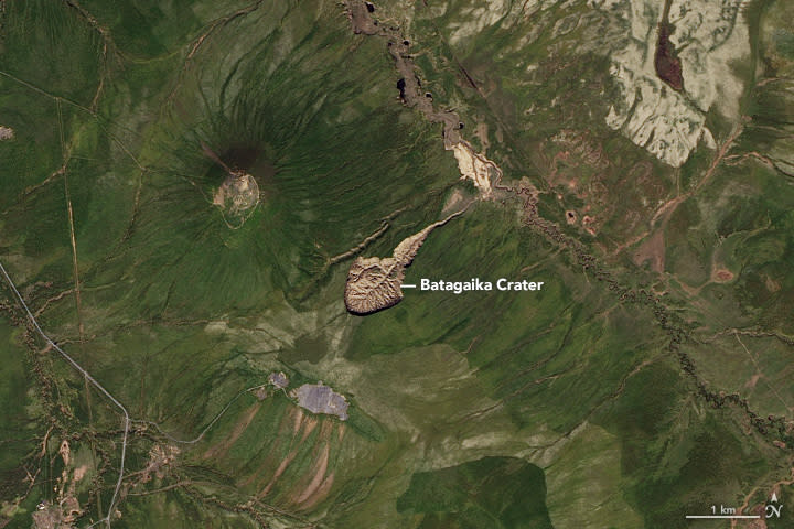 In the past three decades, the crater has drastically expanded in size. A recent computer-generated image shows its current size. NASA