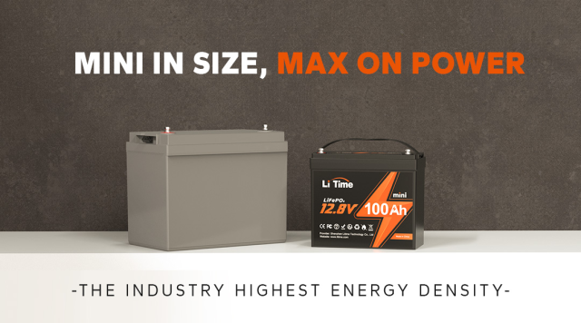 LiTime 12V 100Ah Mini: The industry's highest energy density LiFePO4 battery