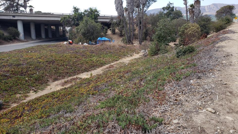 The area near Highway 33 in Ventura where an unhoused woman was found murdered in 2021. On Tuesday, the female suspect changed her plea to guilty.