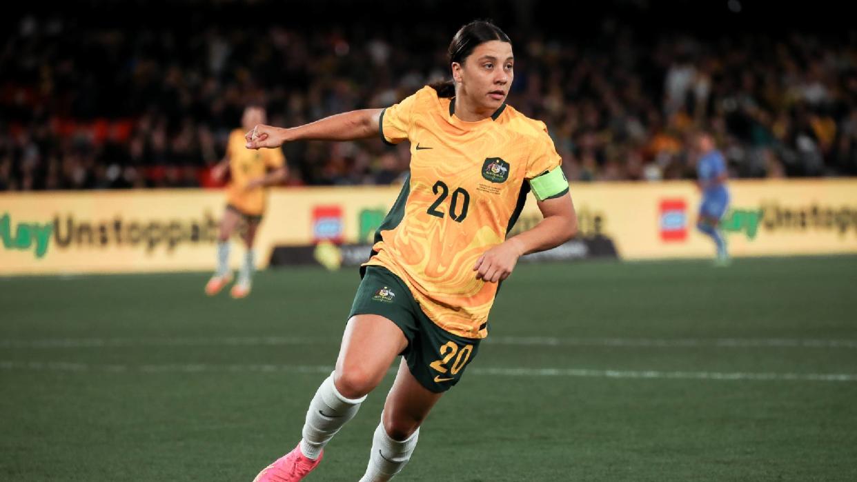  Sam Kerr playing for the Australian women's national soccer team ahead of the Women's World Cup 2023 