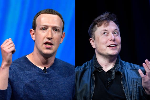 zuckerberg-musk-selling-fantasy - Credit: Gerard Julien/AFP/Getty Images; Brendan Smialowski/AFP/Getty Images