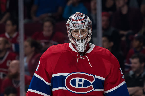 October 6, 2016: Montreal Canadiens goalie Carey Price (31) during the second period of a preseason NHL game between the Toronto Maple Leafs and the Montreal Canadiens at the Bell Centre in Montreal, QC (Photo by Vincent Ethier/Icon Sportswire via Getty Images)