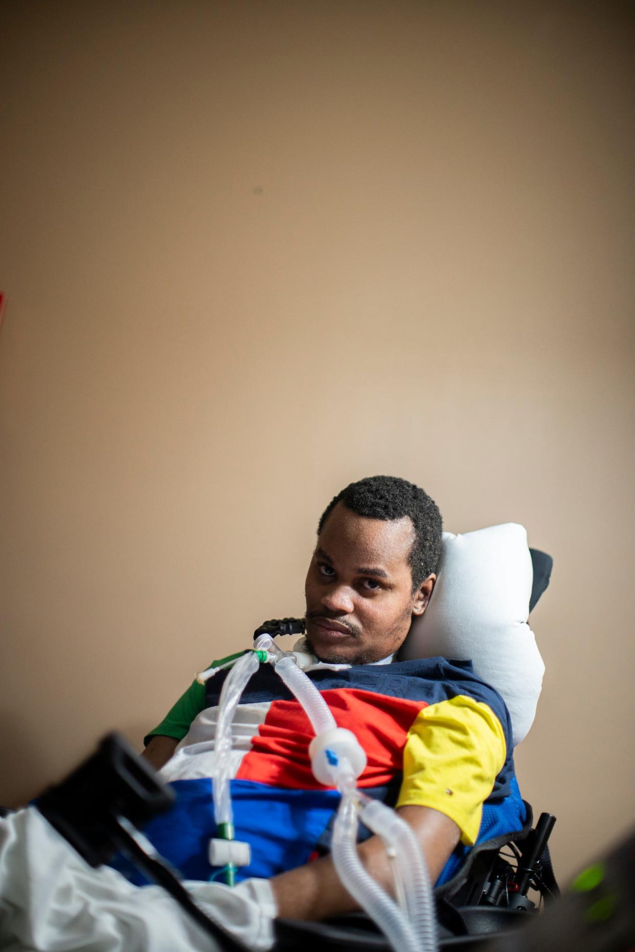 Kassim Omar is waiting for her family to join her in Columbus from where they await resettlement in a Kenyan refugee camp. Omar, 29, is a former Somali refugee who was shot in the neck in 2022 outside her West Columbus apartment. The bullet left her paralyzed from the neck down.