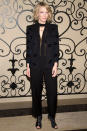 <p><strong>1 October</strong> Cate Blanchett arrived wearing a chic black suit from Waight-Keller's first Givenchy collection. </p>