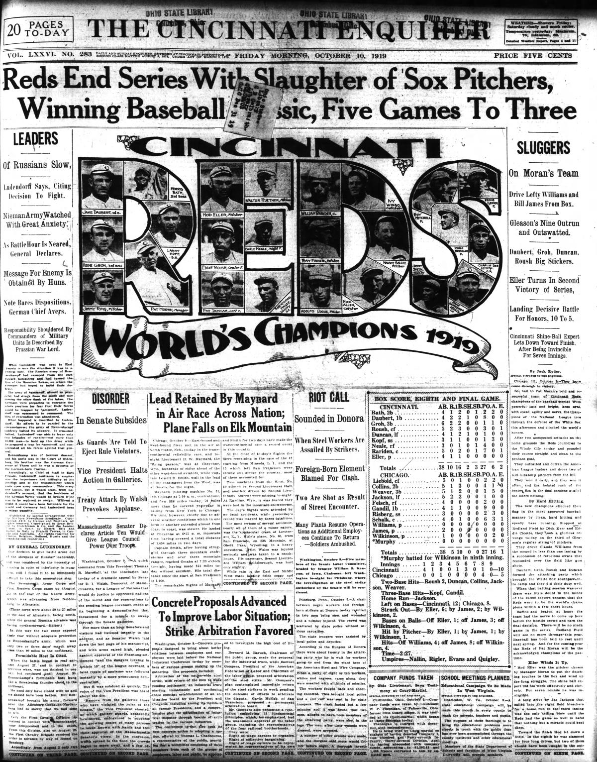 Cincinnati Reds - October 9, 1919: The Reds take down the