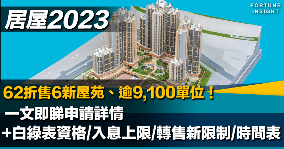 居屋2023申請｜新一期月底接受申請、料第四季攪珠 6新屋苑詳情+白綠表資格/入息上限/轉售新限制/時間表