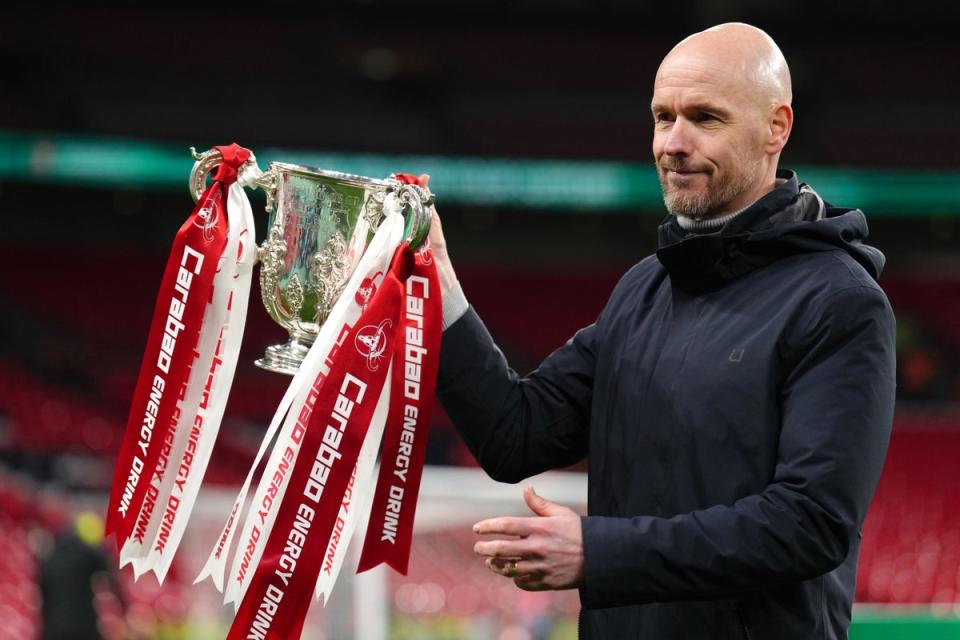 Erik ten Hag has won his first trophy as United boss (John Walton/PA) (PA Wire)