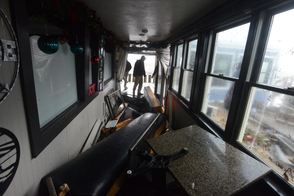 Fanizzi's Restaurant By The Sea on Commercial Street in Provincetown was severely damaged Friday as high tide and high winds hit the east end of town during a winter storm.