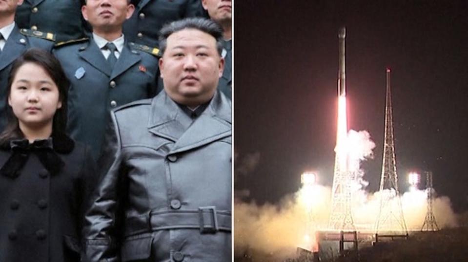 Kim Jong-un celebrates spy satellite launch with daughter (AP)