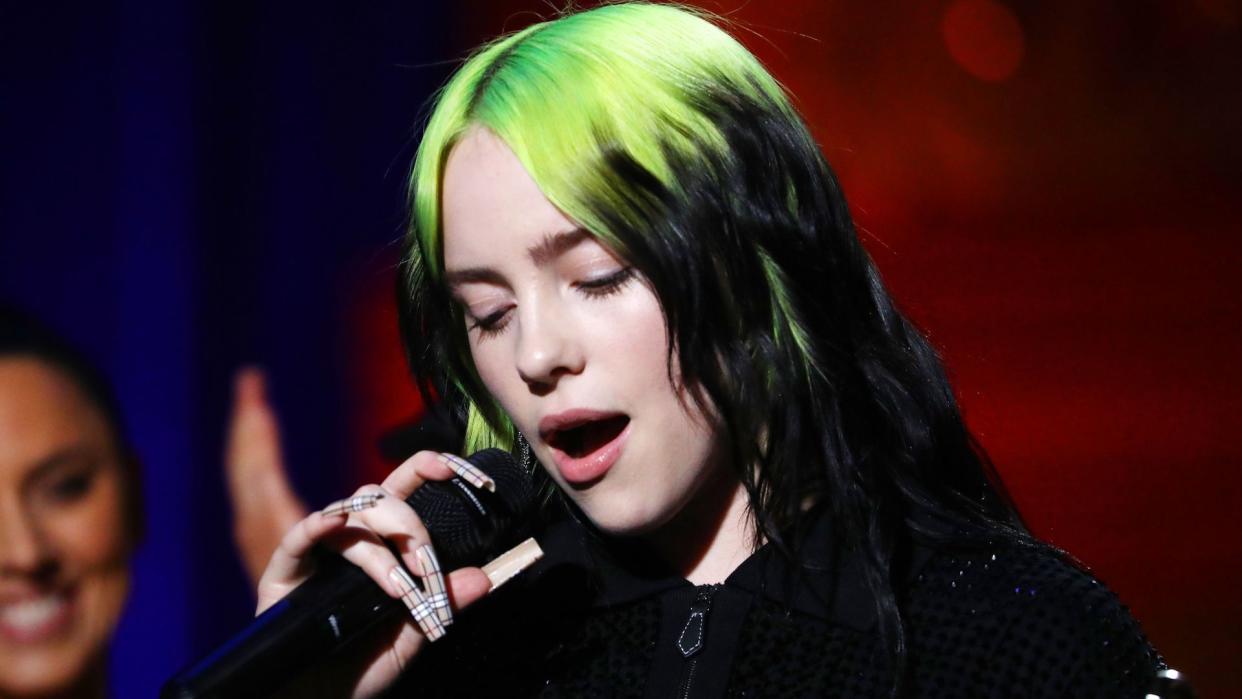 Mandatory Credit: Photo by JM Enternational/Shutterstock (10558794sd)Billie Eilish - International Female40th Brit Awards, Show, The O2 Arena, London, UK - 18 Feb 2020.