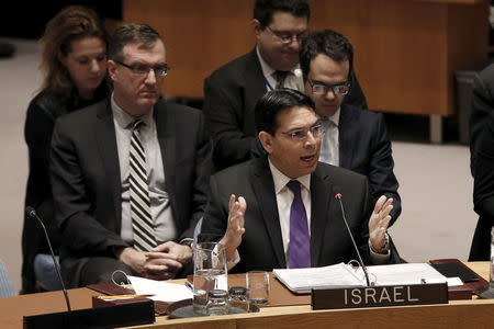 Israel's Ambassador to the United Nations Danny Danon addresses a United Nations Security Council meeting on the Middle East at U.N. headquarters in New York, January 26, 2016. REUTERS/Mike Segar
