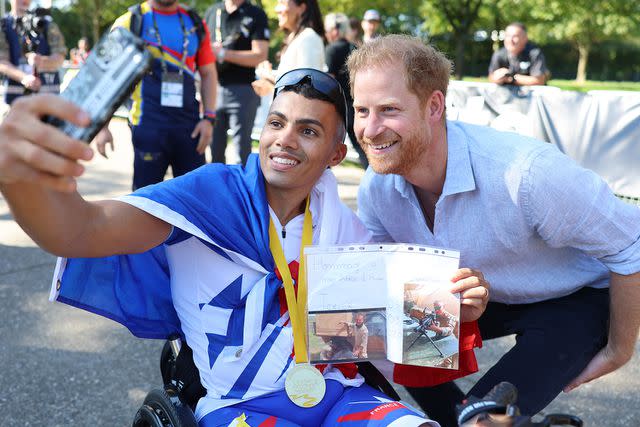 <p>Chris Jackson/Getty Images</p> Prince Harry at the 2023 Invictus Games