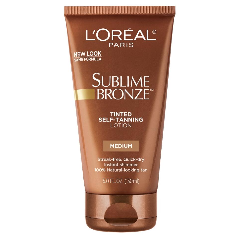 <p><a href="https://www.amazon.com/LOreal-Paris-Sublime-Self-Tanning-Natural/dp/B000YA3HVK/?tag=syn-yahoo-20&ascsubtag=%5Bartid%7C10056.g.60550773%5Bsrc%7Cyahoo-us" rel="nofollow noopener" target="_blank" data-ylk="slk:Shop Now;elm:context_link;itc:0;sec:content-canvas" class="link ">Shop Now</a></p><p>Sublime Bronze Tinted Self-Tanning Lotion</p><p>$8.79</p><span class="copyright">Amazon</span>