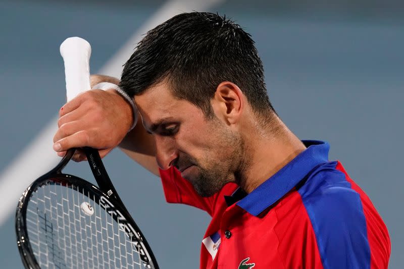 ▲▲Novak Djokovic爆冷在東奧輸球。（圖／美聯社／達志影像）