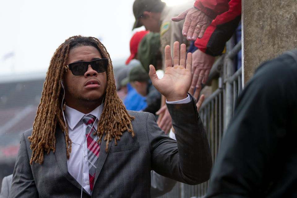 Ohio State pass rusher Chase Young won't be waiting long to hear his name called in the 2020 NFL draft. (Getty Images)