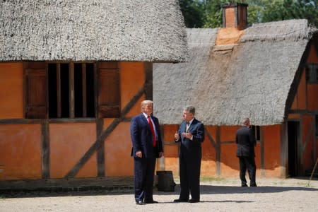 U.S. President Trump arrives at Jamestown Settlement Museum in Williamsburg, Virginia