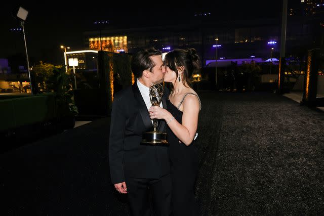 <p>Kevin Winter/Getty </p> Kieran Culkin and Jazz Charton at the Governor's Gala for the 75th Primetime Emmy Awards