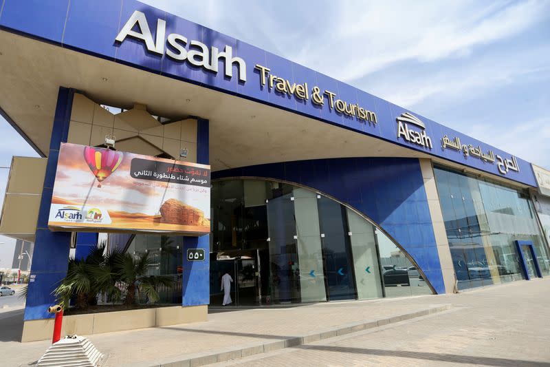 General view shows Alsarh Travel and Tourism company in Riyadh