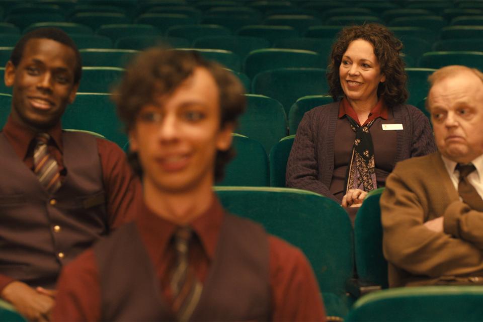 (From L-R): Micheal Ward, Olivia Colman and Toby Jones in EMPIRE OF LIGHT. Courtesy of Searchlight Pictures. © 2022 20th Century Studios All Rights Reserved.