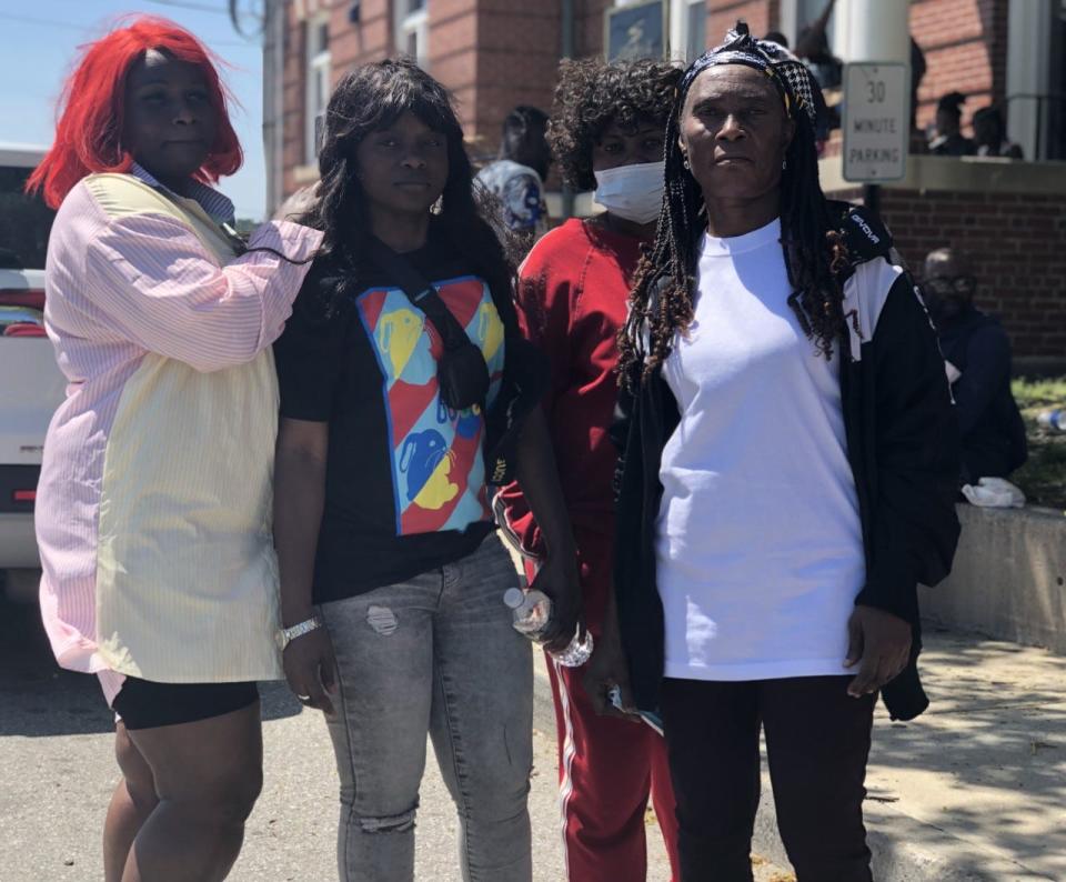 These four women seeking asylum were among dozens who went to Sanford City Hall on May 8, 2023, is search of assistance.