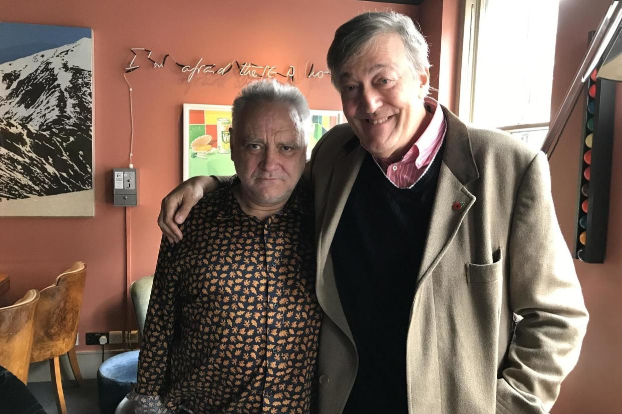 Gifted comic: Tony Slattery, here with friend and fellow Footlights alumnus Stephen Fry, has struggled with his mental health: BBC / Sundog Pictures