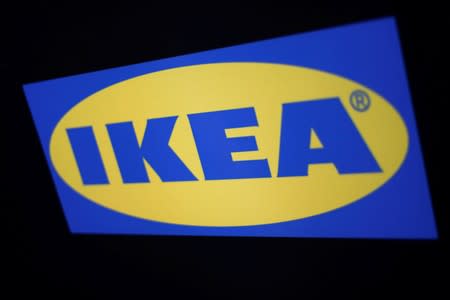 The logo of the Swedish furniture giant IKEA is seen in Mexico City