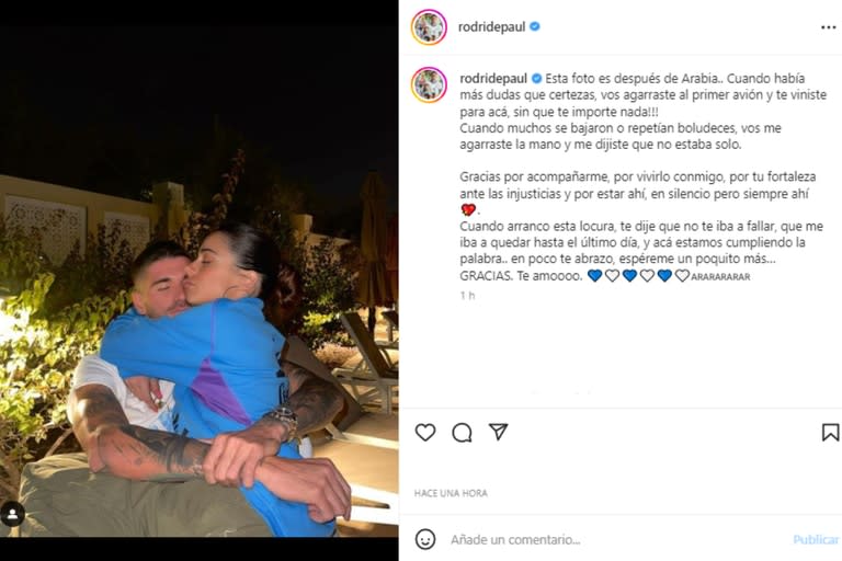 El romántico mensaje de De Paul a Tini (Foto: Instagram @rodridepaul)