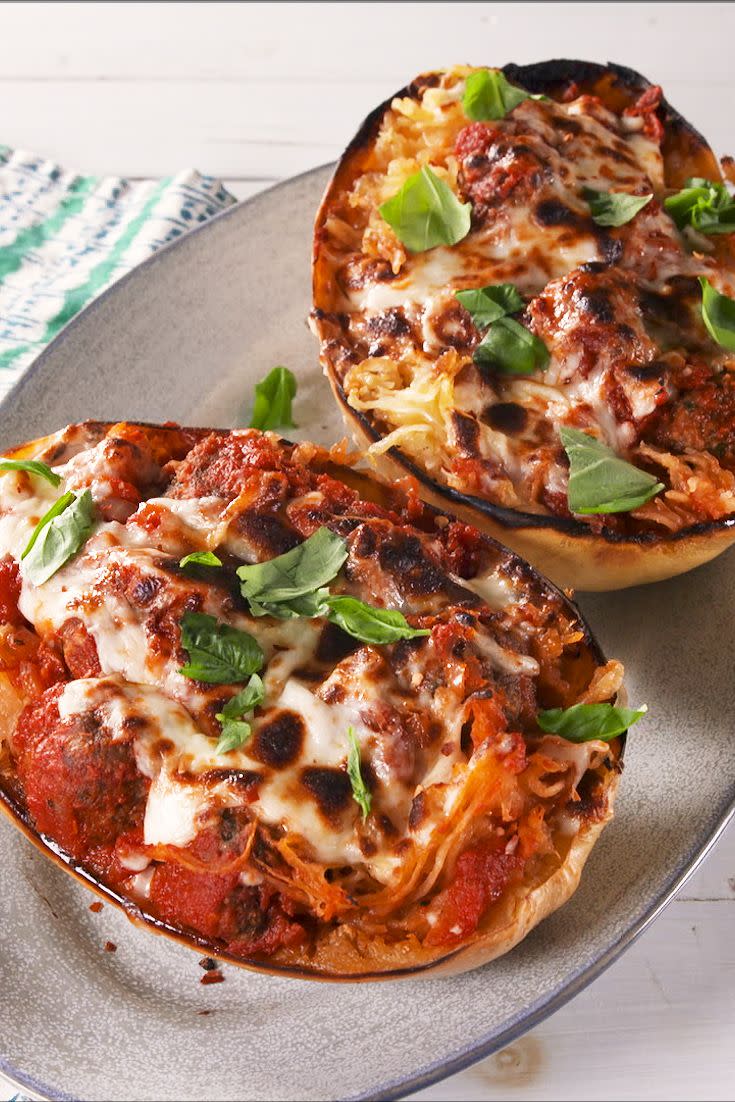 Meatball Stuffed Spaghetti Squash