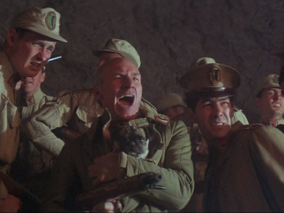 Patrick Stewart (center) with the pug in the 1984 version of "Dune."