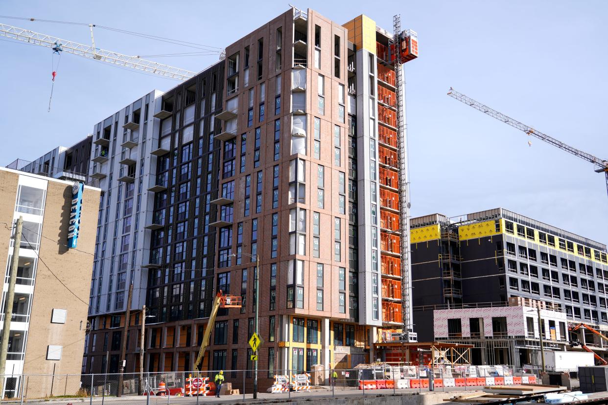 The Hub Cincinnati is under construction in CUF. The student apartment complex plans to open in the fall of 2024.