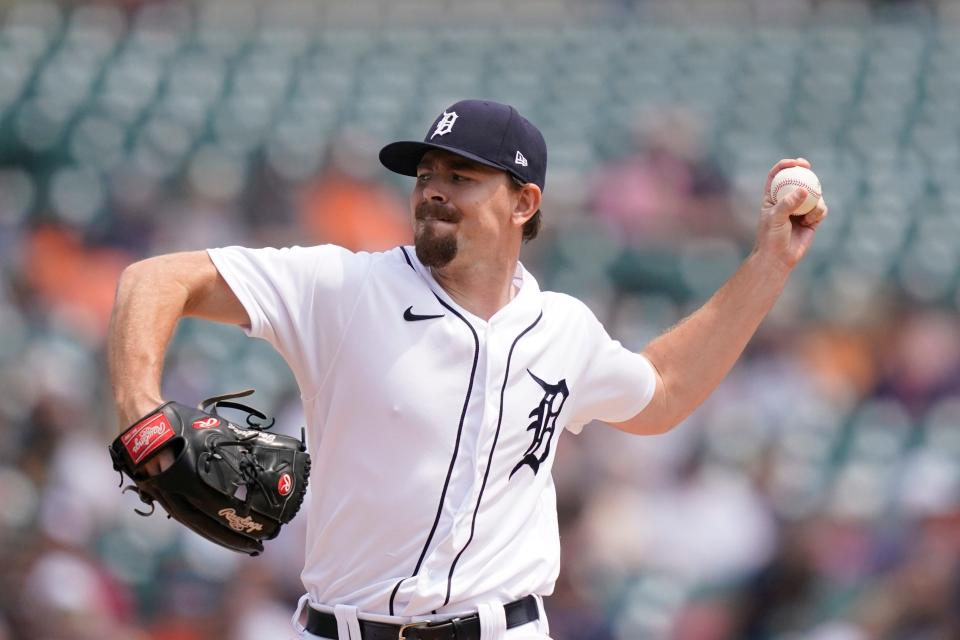 Tigers pitcher Tyler Alexander throws during the second inning on Sunday, Aug. 1, 2021, at Comerica Park.