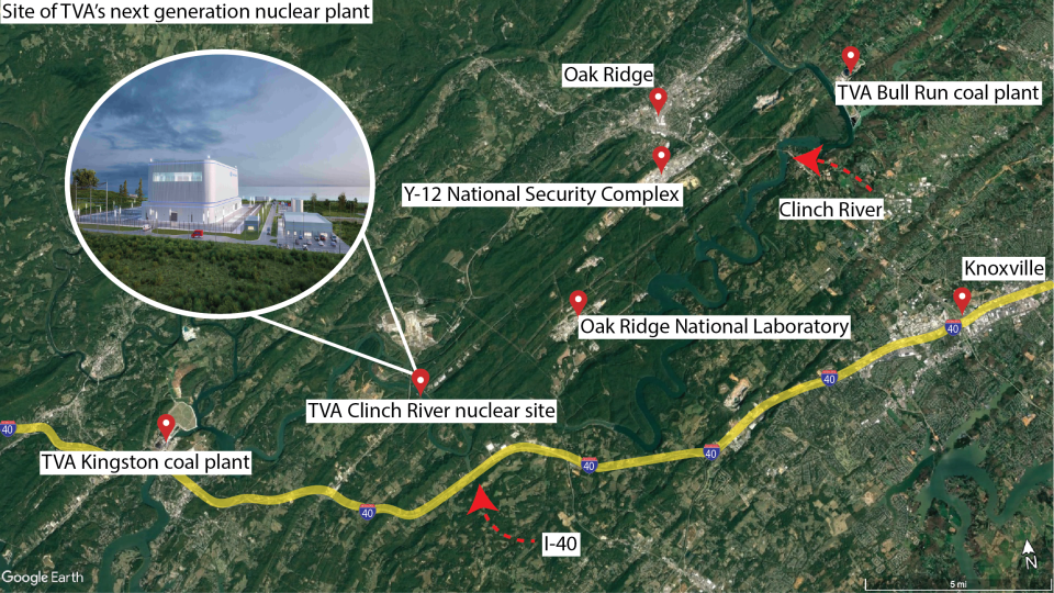 Site of TVA's next generation nuclear plant. Satellite image credits: Google Earth