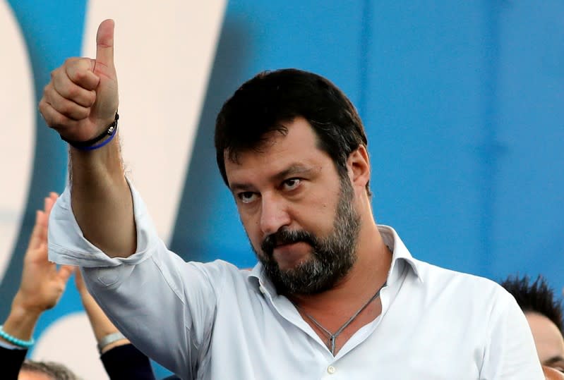 FILE PHOTO: Italy's League Party holds an anti-government demonstration in Rome