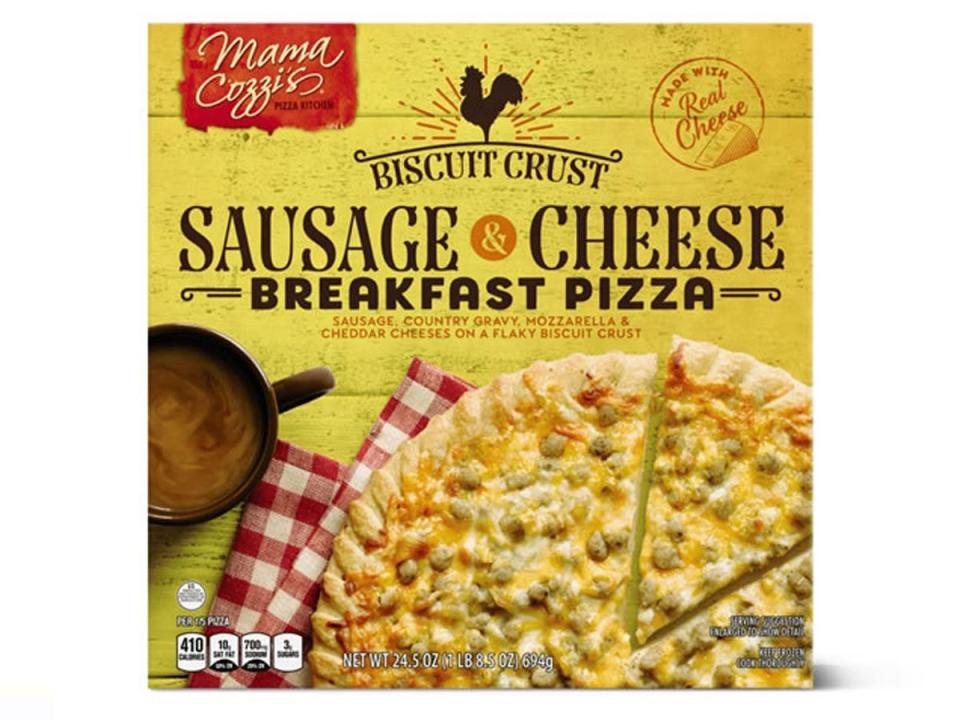 aldi picture of breakfast pizza in yellow packaging