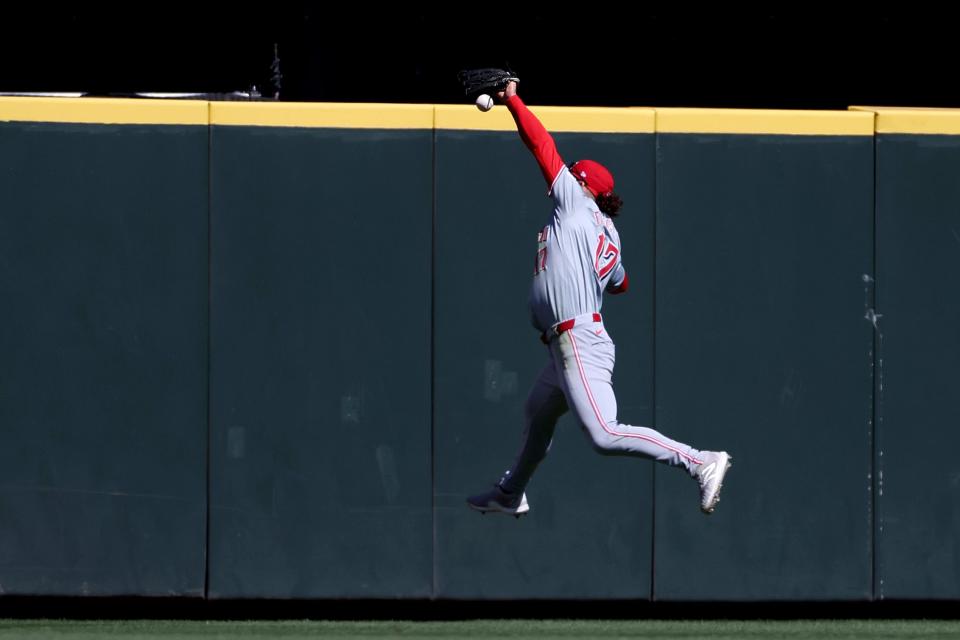 It was this kind of series for the Reds in Seattle this week, this drive by Julio Rodriguez going in and out of center fielder Stuart Fairchild's glove for a third-inning double Wednesday.