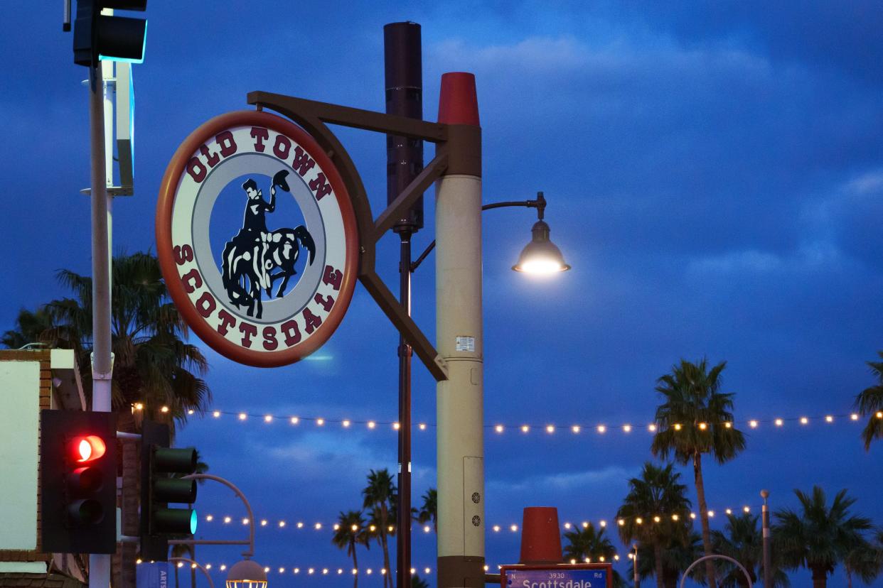 Old Town Scottsdale sign along Scottsdale Road, photographed on Jan. 30, 2023.